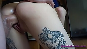 Real Amateur With Tattoo Gets Rough Fucking And Cumshot