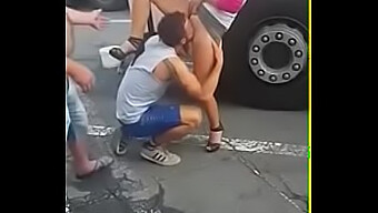 A Guy Sucks Off A Woman'S Clit In Public