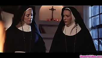 Lesbians In Nun Costumes Indulge In Some Oral Pleasure