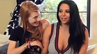 Big Booty Brunette And Small Tits Redhead Indulge In Lesbian Play