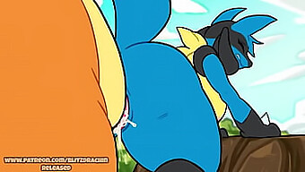 Lucario Berpayudara Besar Mendapatkan Creampied Oleh Charizard