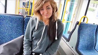 A Naughty Girl Masturbates On The Tram