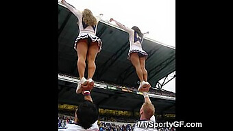 Coed Cheerleaders In Panties And Ass-Kissing Action