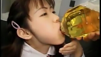 Asian Girl Seduced To Drink And Fuck Piss